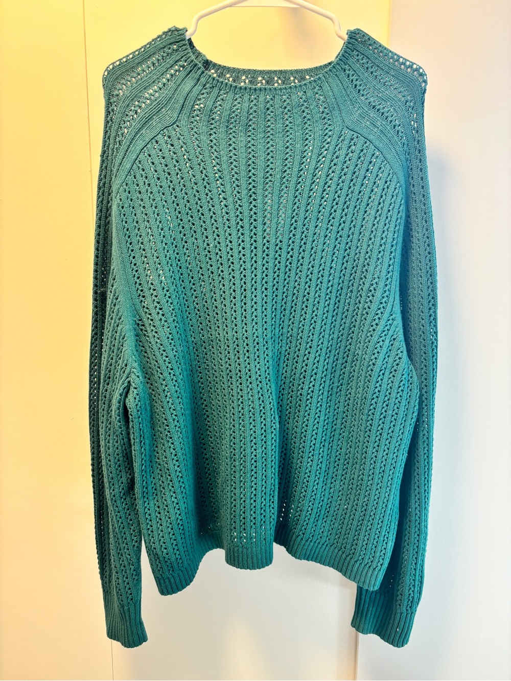 NWT Loft Women’s Teal Open-Knit Pullover Sweater XL